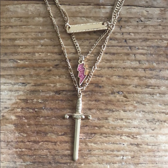 Free People gold layered lightening necklace NWOT - Picture 3 of 6